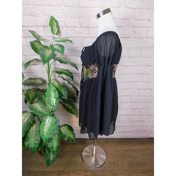 Cider Floral Corset Mini Dress M - Boho Off-Shoulder - Excellent - Picture 5 of 11
